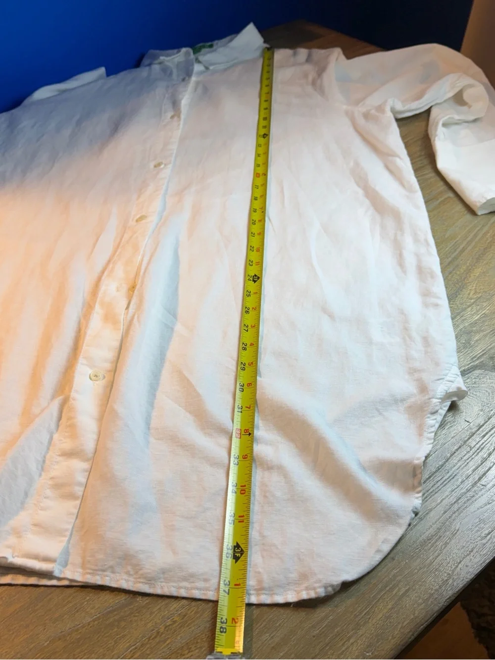 Women’s White Linen Blend Beach Shirt Cover-Up